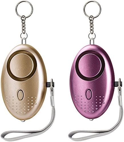 Emergency Personal Alarm 130 db Self-Defense with LED Flashlight for Women Kids Girls Elderly (2 Pcs Purple and Gold)
