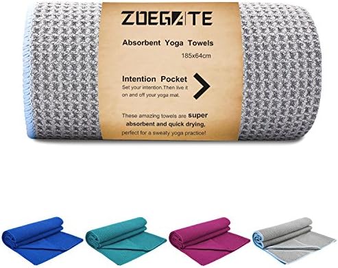 Hot Yoga Towel Non Slip – 100% Microfibre Yoga Mat Towels For Men &amp; Women – Available In Pink / Purple / Grey / Blue – Eco Friendly, Quick-Dry, Super Absorbent, Anti Slip – Perfect For Bikram, Ahstanga, Pilates, Travel (Gray)