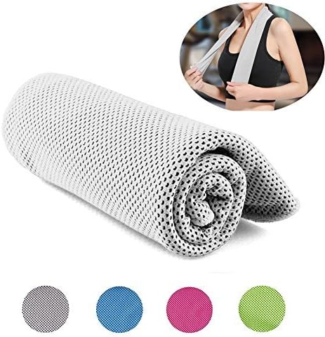 Cooling Towel for Instant Relief - Cool Bowling Fitness Yoga Towels -100cm x 30cm Use as Cooling Neck Headband Bandana Scarf Stay Cool for Travel Camping Golf Football &Outdoor Sports by MUNION (Grey)