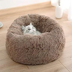 ExcLent 4 Taille Chien Chat Lit Rond Lit De Couchage En Peluche Animal Lit Chenil Coussin De Couchage Chiot - Gris clair L
