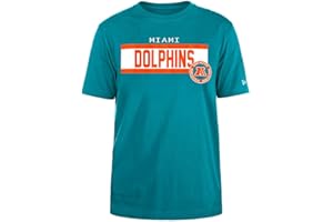 Miami Dolphins NFL Regular T-Shirt High Density Ink Screenprint Front Graphic Original Team Color Camiseta Unisex Adulto
