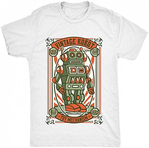 Renowned Novelty Vintage Robot Men's T Shirt - White - Large