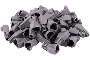 SAIM Uotyle 100 Pcs RJ45 Connector Ethernet Cable Color Coded Strain Relief Boots Gray