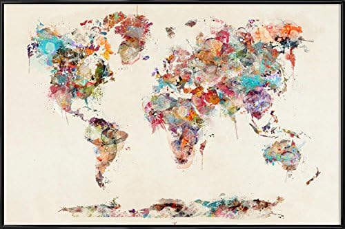 Juniqe Design World Map Watercolor - World Maps Poster in Standard Frame 20x30cm in Brown & Multicoloured - Designed by Brian Buckley