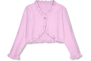 BesserBay Mädchen Strickjacken Bolero Lange Ärmel Cardigan Kurz Bolerojäckche 110-150