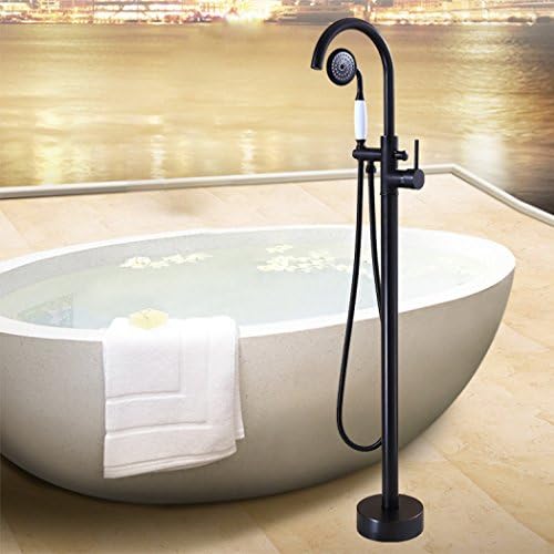 LD&amp;P Brass Shower Systems Floor-mounted bathtub faucet antique European-style shower set,bathtub edge vertical Rainfall Shower Head &amp; Handheld Shower Head Sprayer,A