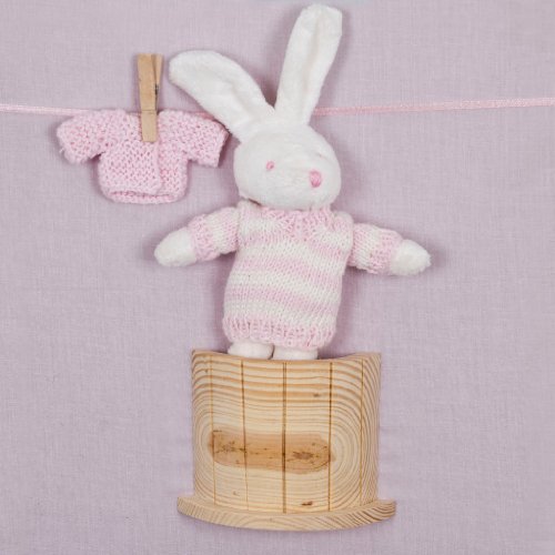 Plush Raised Pictures For Baby/ Nursery (Pink Bunny Rabbit On Washing Line)