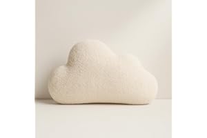 BABEES DEKOKISSEN Boucle Kuschelkissen Wolke GROß 40x25 cm, Flauschiges Deko Kissen Wolkenform Geschenk für Baby & Kinderzimmer Weihnachten Mädchen & Jungen Babyshower beige Creme
