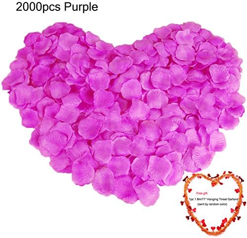 Kingdow Rose Petals - 2000pcs Purple Romantic Artificial Non-woven Fabric Rose Petals Flower Decoration for Wedding Party Hotel Home Decor