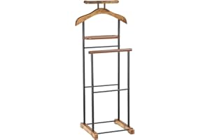 IDIMEX Valet de Chambre Medina chevalet de Nuit Double Portant pour vêtements, en MDF Effet ieux Bois et métal laqué Noir