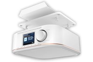 Hama Digitalradio für FM/DAB/DAB+ Empfang, DR350, unterbaufähig (Unterbau-Küchenradio, Farbdisplay, Weckfunktion, Netzbetrieb) Küche Unterbauradio, DAB-Radio, weiß/kupfer