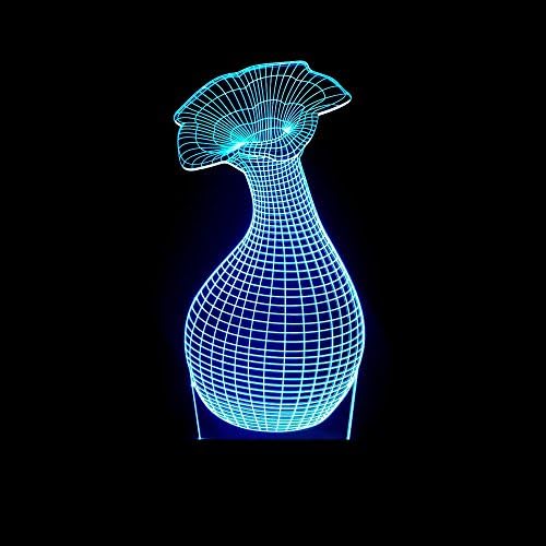 WHLQXD Fashion Vase 3D Nightlight Vision Stereo Light Colorful Touch Remote Creative 3D Lamp Colorful Touch Remote Control Mood Lights