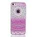 Produktbild iPhone SE Handyhülle, iPhone 5 Hülle, iPhone 5S Schutzhülle, MUTOUREN Durchsichtig TPU Silikon Case Cover Ultradünne Etui Crystal Transparent Weich Flexibel Rückdeckel Kratzfeste Stoßdämpfende Indische Sonne Henna Mandala, Lila