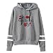 Produktbild Damen Pullover, QinMM Womens Print Langarm Kapuzenpullover Sweatshirt Pullover Tops Bluse (M, Grau)