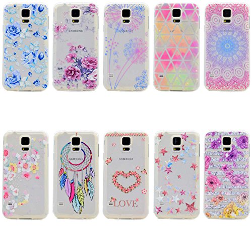 Samsung Galaxy S5 Mini Hülle,TOYYM Transparent Kristall Ultra Dünn [Perfect fit] Soft Bumper Handyhülle Case TPU Silikon Backcover,Durchsichtige Schutzhülle Anti-scratch mit Retro Muster Design hinten Tasche Etui für Samsung Galaxy S5 Mini-Pinke Rose - 3