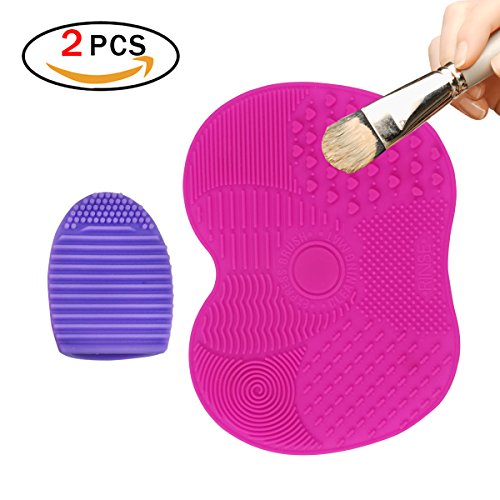 JER 2 Pack Brosse Nettoyante Pinceau en Silicone Brushegg, Outil Tapis de Nettoyage pour Pinceaux de Maquillag