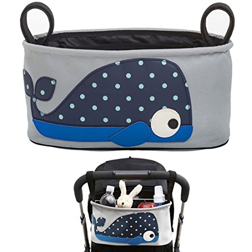 EZGO Cartoon NewBorn Baby Stroller Accessories Foldable Waterproof Bag/Storage Bottle Diapers,Baby Pram Stroller Hanging Bag Multi Functions Organizer Storage Bag,Travelling Buggy Bag (Blue Whale)