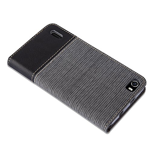 Honor 6 HÃ¼lle in GRAU SCHWARZ von Cadorabo - HandyhÃ¼lle im Stoff Design mit Magnetverschluss Standfunktion Kartenfach Case Cover SchutzhÃ¼lle Etui Tasche Book Klapp Style