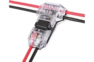 WANGCL 10 conectores de cable conectores de cable de 2 pines de bajo voltaje T Tap 3 vías empalme rápido sin soldadura sin pelar Compatible con cable de 18-24 AWG