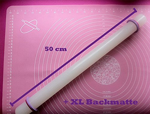 2 Tlg. Set XL Rollmatte + Rollstab 50cm AUSROLLSTAB Fondant Backmatte Tortendeko SC106