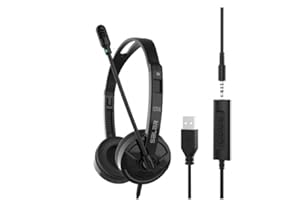 氷面鏡 NJDT USB Headsets with Microphone Adjustable Noise Cancelling Business Office Headsets Built-in hi-fi Sound Card Chip Adjustable volume USB Headsets Earphone for Call Center,Business Chat, Gaming etc