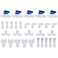 CNAODUN 1/4" OD Quick Connect Fittings Push to Connect Water Tube Fittings for RO Reverse Osmosis Water Filter Pack of 30…