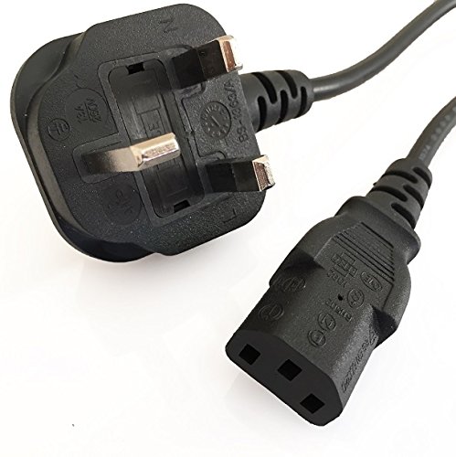 Mains Power lead for LCD/Plasma TV, Monitors, Screens, PS3 (Not with Slim version), Printer and Desktop Computers - UK wall plug - Length: 2m - AAA Products®