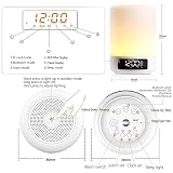 Keynice kabellosen Bluetooth Lautsprecher, Nachttisch-Lampe ,mehrfarbigem und dimmbaren,Schlummerfunktion und Wecker mit LED Zeitanzeige, Touch-Sensor, Freisprechfunktion, Gerät mit TF Kartenfunktion (weiß) - 6