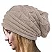 Produktbild Damen Strickmütze Beanie Häkeln Mütze Lonshell Winter Feinstrick Frauen Mütze mit Unisex Gehäkelt Beanie (Beige)