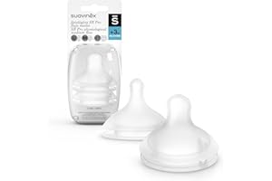 Suavinex, Pack de 2 Tetinas Fisiológicas Sx Pro de Silicona, para Biberones Suavinex, Tetina de Flujo Medio (M), Tetina para Leche, Zumo o Agua, Tetina +3 Meses, con Válvula Anticólico, 2 Unidades