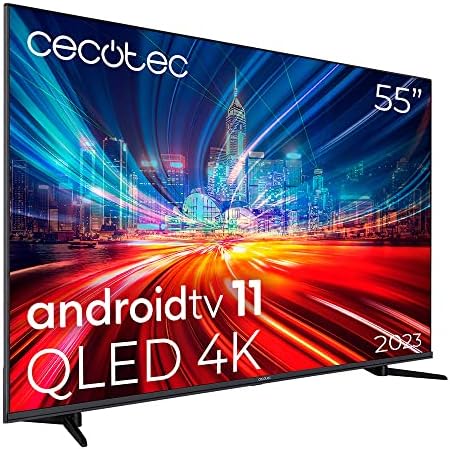 Cecotec TV QLED 55" Smart TV V1+ Serie Vqu11055+ S. 4K UHD, Android 11, Frameles Design, MEMC, Dolby Vision e Atmos, Subwofer, HDR10, Modello 2023