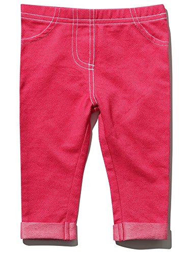 M&Co Baby Girl Stretch Cotton Pretty Pink Casual Jegging Style Turn Up Trousers Pink 18/24 Mnth