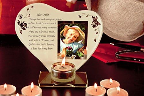 Her &amp; His Smile Memorial Poem &amp; Photo Candle Holder (Her Smile)