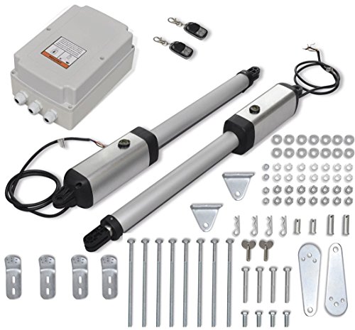 BBT@ Automatischer Torantrieb für doppelflüglige Schwingtore / Inklusive: 2x Toröffner 1x Kontrollkasten 2x Fernbedienung 2x Entriegelungsschlüssel 3x Torstopper / Privat + Geberblich / Robust + Langlebig / Einfache Installation