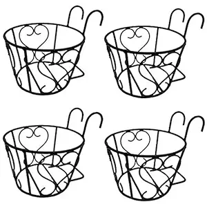 Truphe Iron Hanging Planters/Railing Planter/Railing Basket - Pack of 4