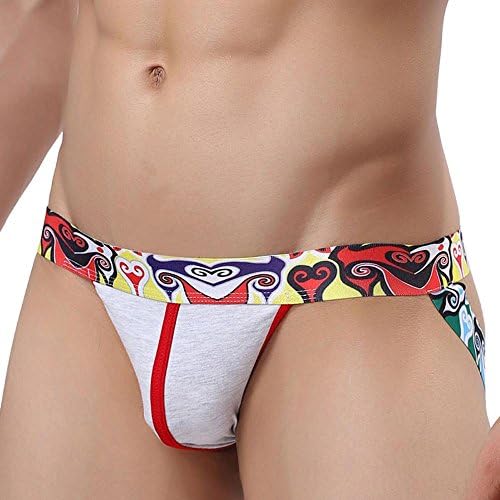 LHWY Men Underwear C String Thongs Jockstrap Sexy Low Rise Briefs T-Back Funny Posing Pouch Cold Jockstrap (Gray, UK 10)