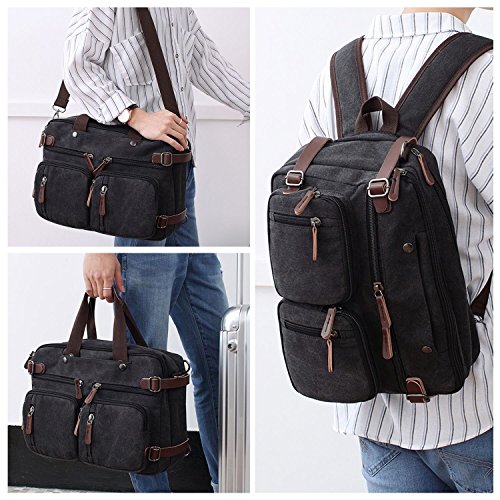 BAOSHA HB-22 Vintage Leinwand Herren Aktenkoffer Rucks  cke Arbeitstasche Umh  ngetasche Schultertasche Canvas Laptoptasche f  r 14 Zoll Grau