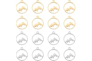 UNICRAFTALE 24 pieza de Abalorios de Montaña En Color Dorado Y Acero Inoxidable Colgante de Acero Inoxidable Hipoalergénico con Forma Hueca para Hacer Joyas de Bricolaje Agujero 1.5 mm