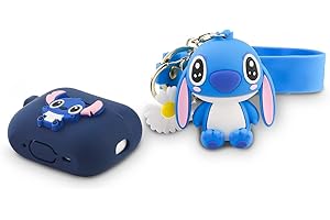 Derhom Airpods Pro 2 Custodia Protettiva in Silicone per Airpods Apple Pro e Pro 2[Cartoni Animati con Bambole Serie] (Stitch)