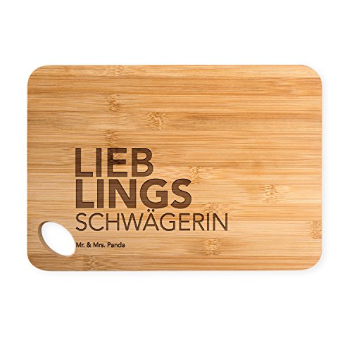 Mr. & Mrs. Panda Bambus - Schneidebrett Beste Schwägerin der Welt - 100% mit Liebe handgefertigt - Geschenk Geschenkidee Danke Dankeschön Anhänger Bedanken Geburtstag Weihnachten Jubiläum Valentinstag Schenken Liebe Danke Liebesgeschenk