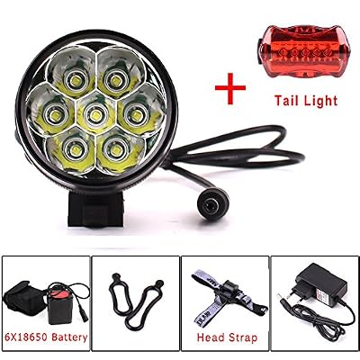 YEHOLDING Eclairage LED Velo,9000 Lumens 7x CREE XM-L T6 LED 4 Modes Bicyclette de Vélo Lampe Extérieure Devant la Lumière Eclairage Vélo Puissant (T7)