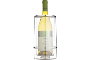 BAR CRAFT BarCraft Refrigeratore Isolato, Bottiglia Singola, Acrilico con Dettagli Cromati, 12 x 12 x 23cm, Trasparente/Acciaio