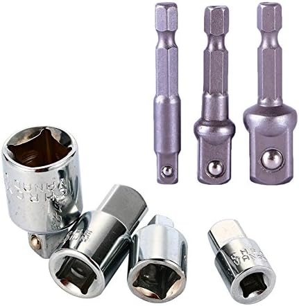 Socket Adapter Converter Set , Florally Reducer Set 4 And 3Pcs Power Hexagonal Shank Extension Bit Set For Drill 1/4", 3/8", 1/2" Sleeve Wind Batch Electric Connection Switching Lever Kits