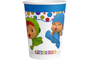 CONVER PARTY - Vasos Pocoyo & Nina - Decoración Cumpleaños Pocoyo - Artículos para Decorar Fiestas y Celebraciones - 8 Unidades - 250 Ml