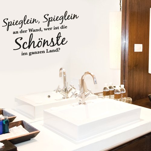 Wandkings Wandtattoo „Spieglein, Spieglein an der Wand, wer ist die Schönste im ganzen Land.“ 50 x 26 cm schwarz – erhältlich in 33 Farben - 2