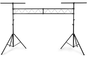 QTX BeamZ LB60 - Beleuchtungsbrücke, mobiles Traversensystem, robuste Stahlkonstruktion, 3 m Spannweite, max 60kg LAst, Traversen inkl. 2 T-Bars und Stativen, Querträger, Disco Ständer, Bühnenequipment