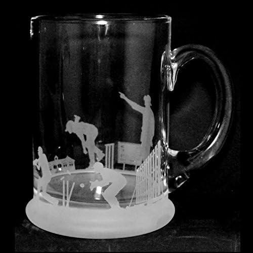Crystal Pint Tankard with CRICKET SCENE Frieze *Cricket Gift*