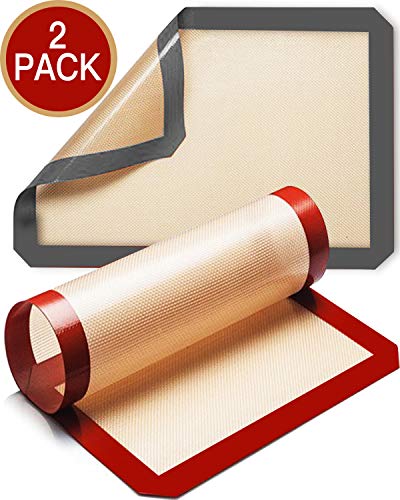 Preisvergleich Produktbild ODSPTER Backmatten Silikon, Silikonmatte Backunterlage Antihaftbeschichtet, BPA-frei, Haltbare Dauerbackfolie - Backfolie - Silikonmatte groß (30 x 42 cm) - Silikonmatte Klein(30 x 21 cm) (2 Stück)