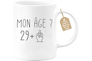 quotedazur Café-Croissant - Mug Personnalisable Texte Photo Humour Anniversaire 30 Ans Mon Âge Doigt Honneur - Cadeau Noël Original Trentenaire Tasse 1995 Homme Femme - Blanc/Céramique
