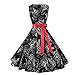 Produktbild Damen Kleider SUNNSEAN Frauen Retro Abendkleider Ärmellos Elegant Cocktailkleid Beiläufig Printing Bodycon Halfter Abendgesellschaft Prom Swing Dress